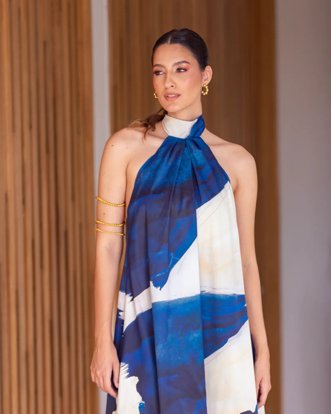Vestido espalda afuera Mediterráneo cuello Halter