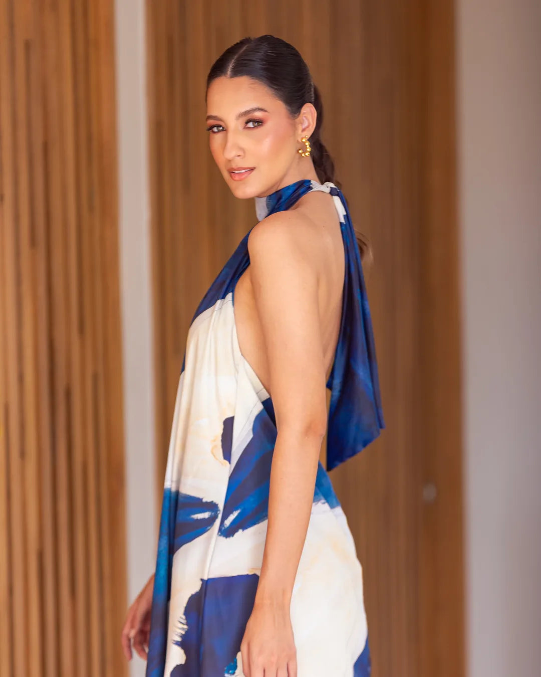 Vestido espalda afuera Mediterráneo cuello Halter